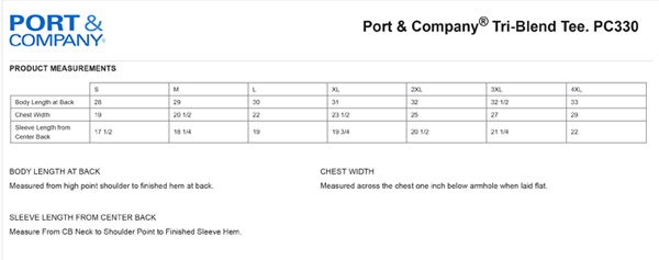 PC330 Product Measurements