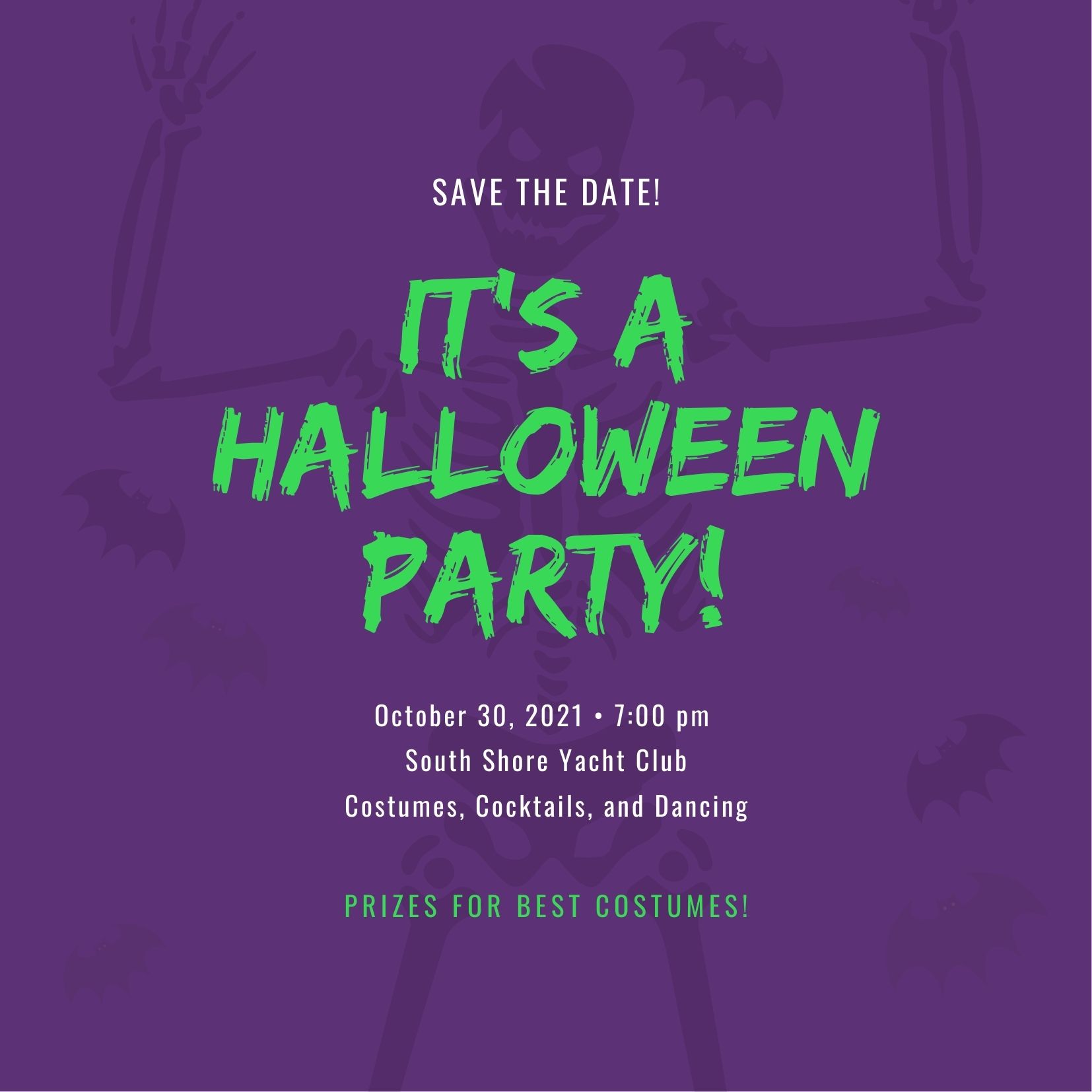 Violet Green Halloween Party Invitation